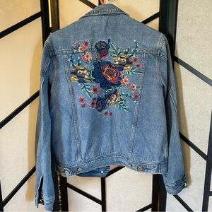 Blu Pepper Floral Embroidered Jean Jacket